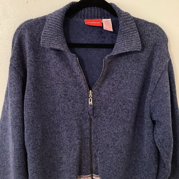 Vintage Retro Fisherman Grandpacore Granny Zip Up Knitted Collared Cardigan L - Picture 2 of 7